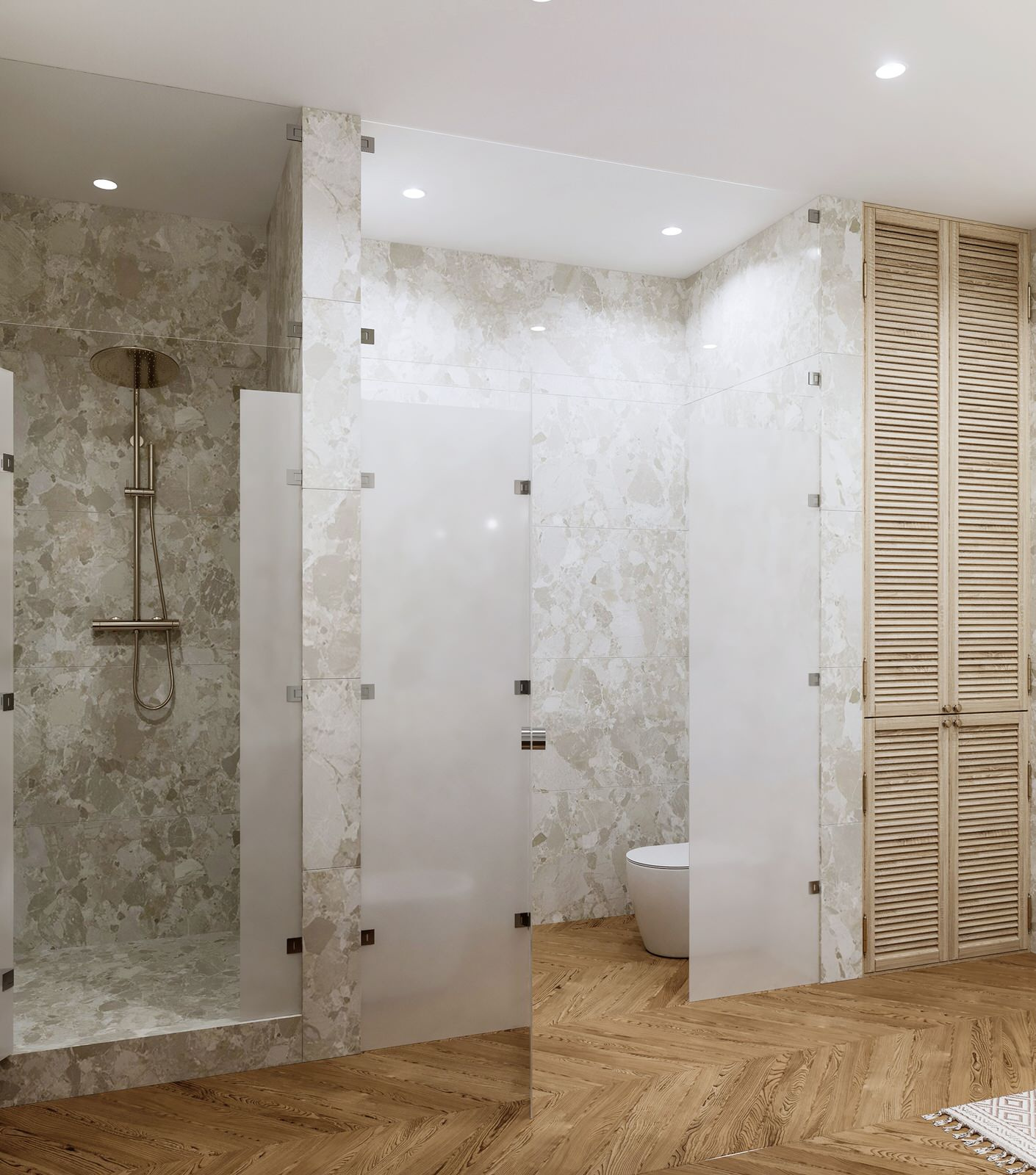 Интерьер ванной в квартире в ЖК "Жизнь на Плющихе", Москва