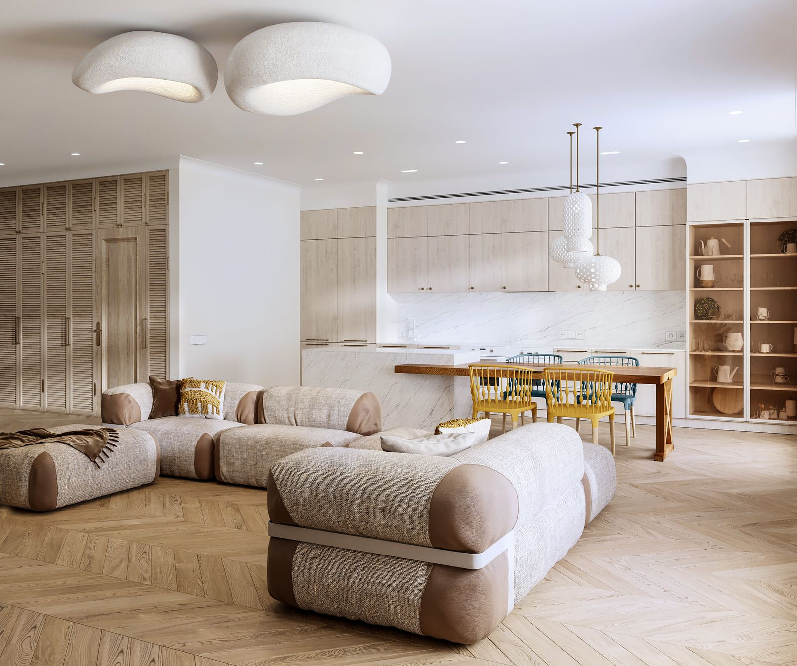 Интерьер кухни-столовой в квартире, ЖК "Жизнь на Плющихе"