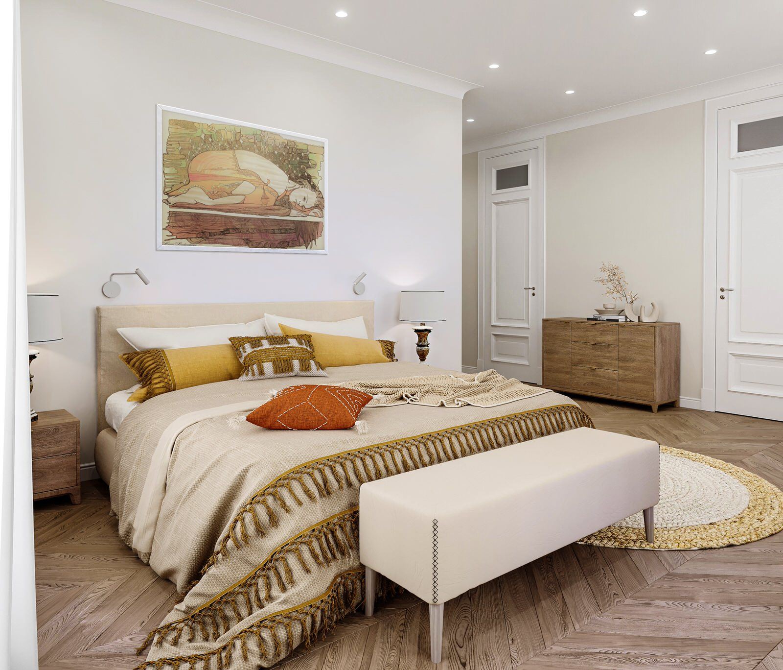 Дизайн интерьера мастер-спальни, квартира 210 м2 в ЖК "Жизнь на Плющихе"