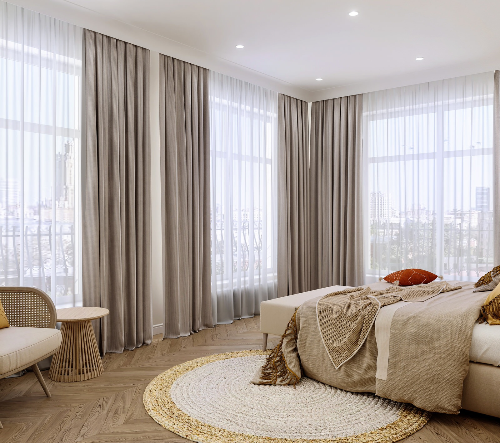 Дизайн интерьера мастер-спальни, квартира 210 м2 в ЖК "Жизнь на Плющихе"