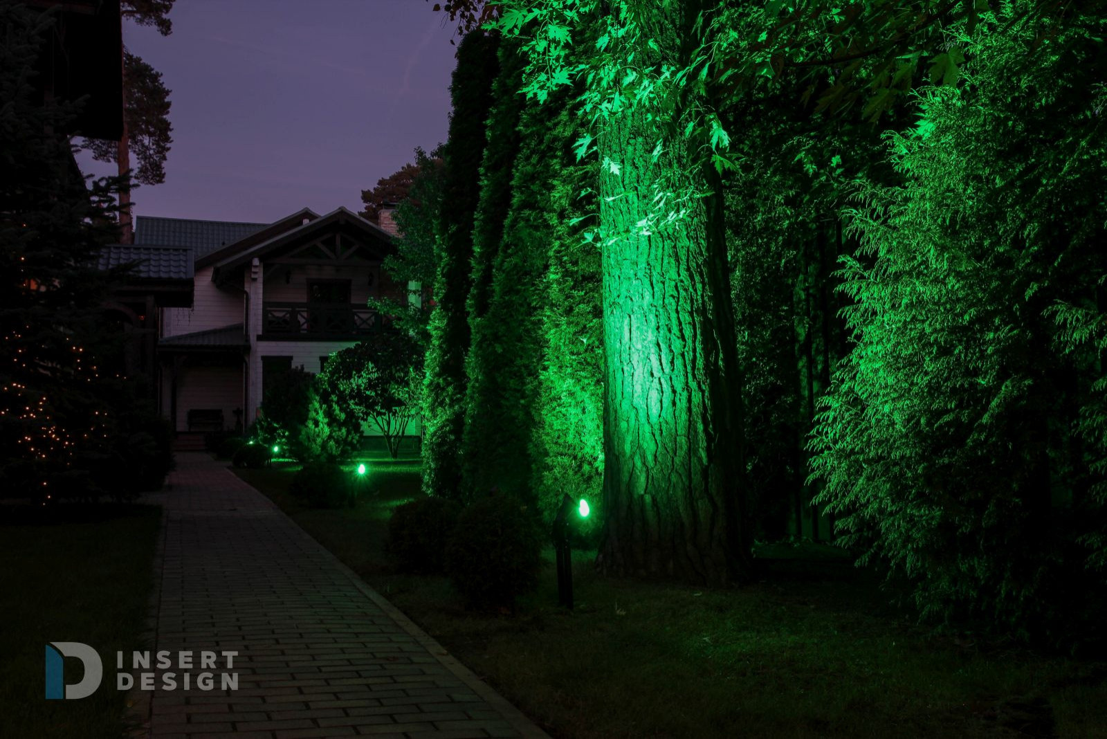 Ландшафтное освещение территории загородного дома в Пушкино, Подмосковье