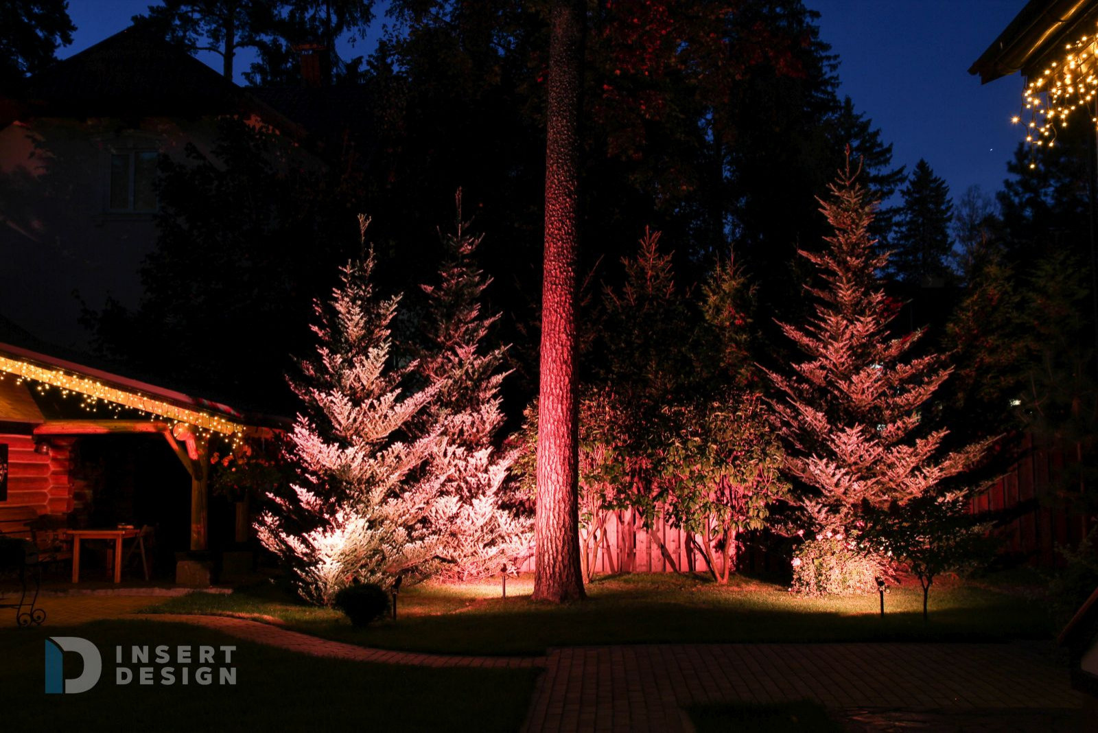 Ландшафтное освещение территории загородного дома в Пушкино, Подмосковье