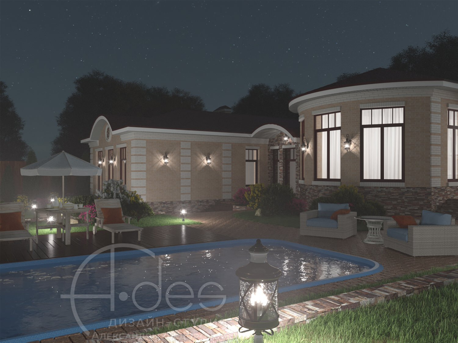 Архитектурный проект гостевого дома с баней