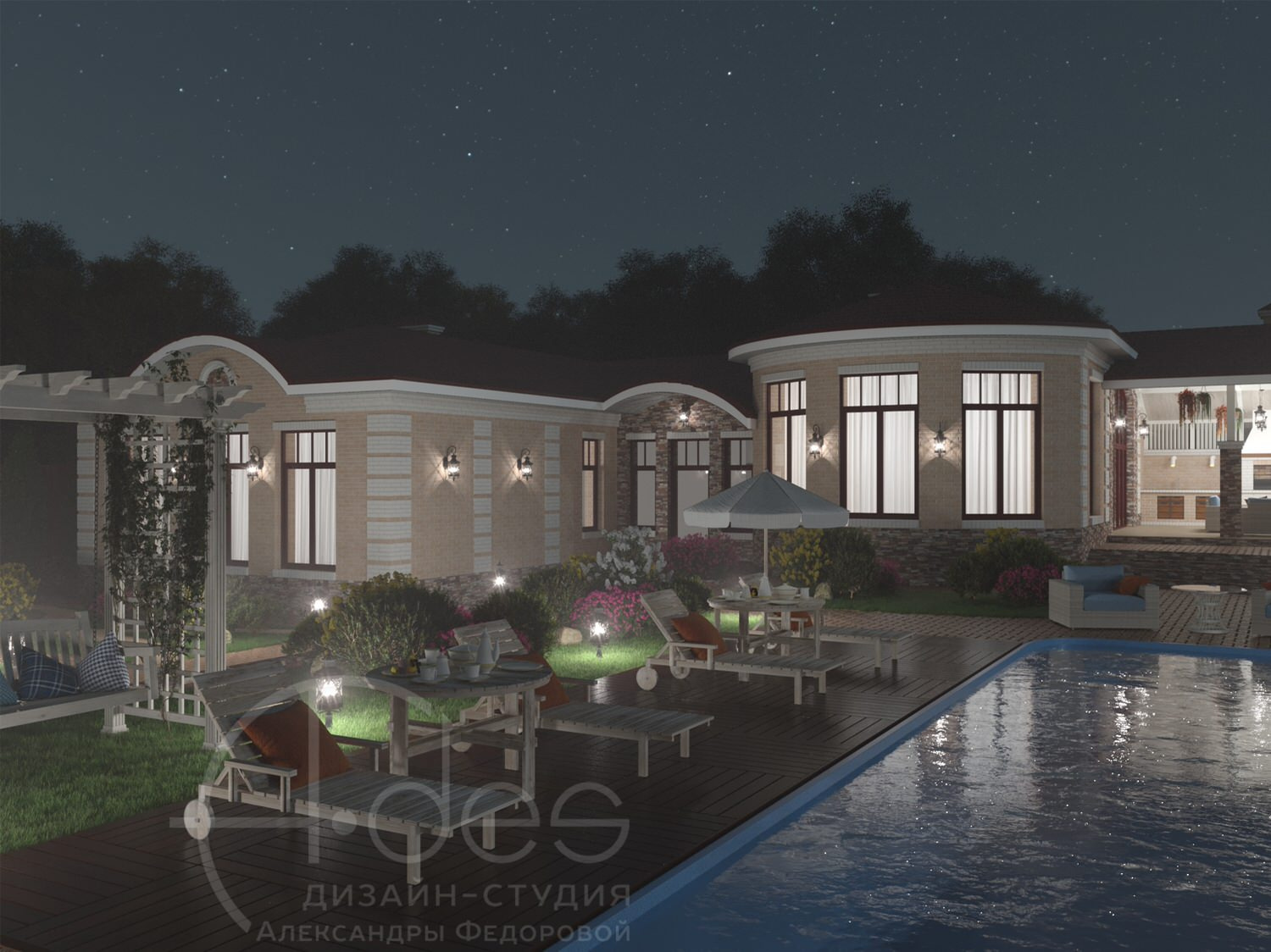 Архитектурный проект гостевого дома с баней