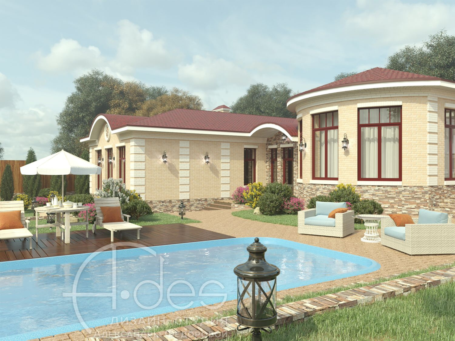 Архитектурный проект гостевого дома с баней