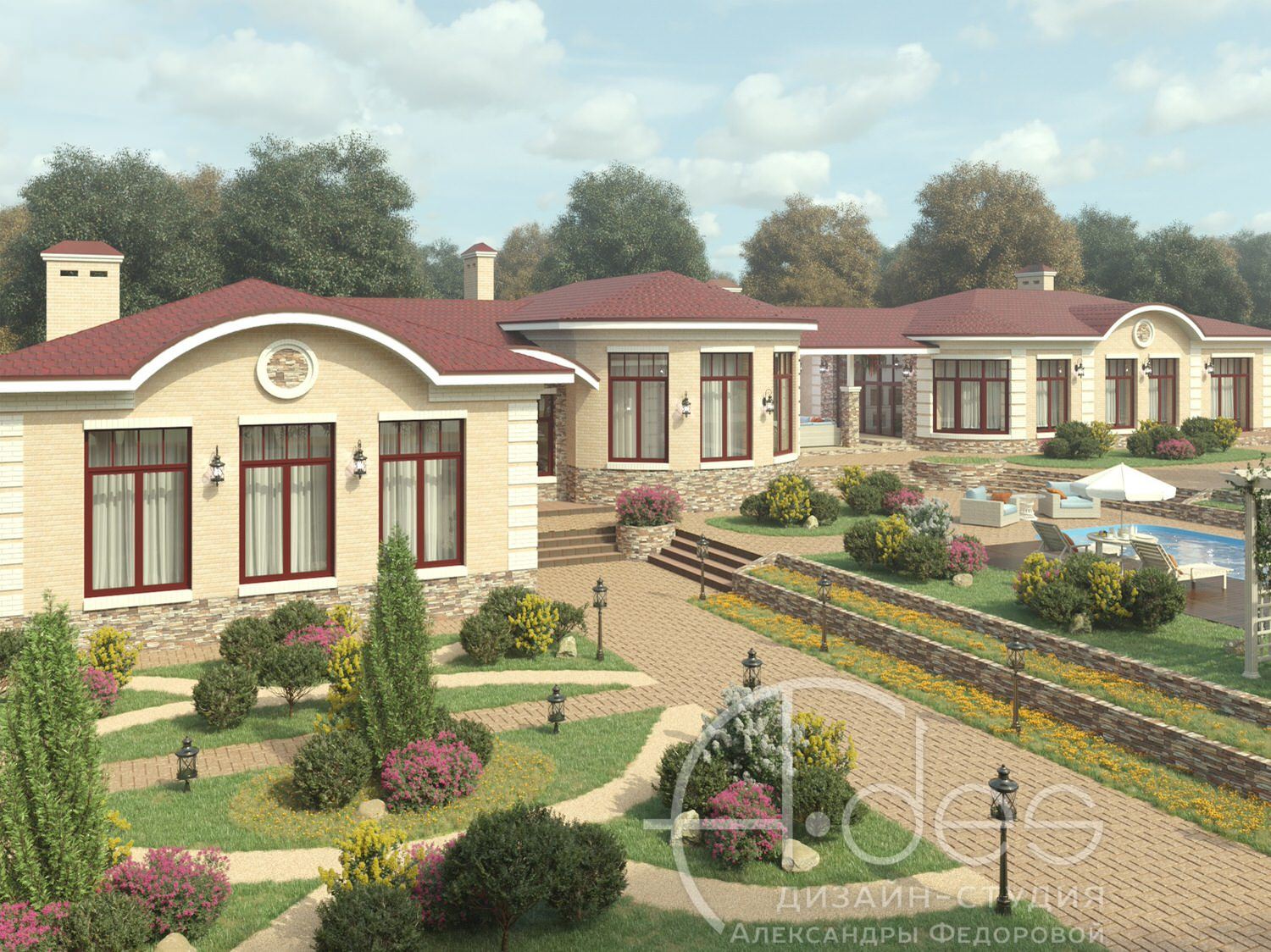 Архитектурный проект гостевого дома с баней