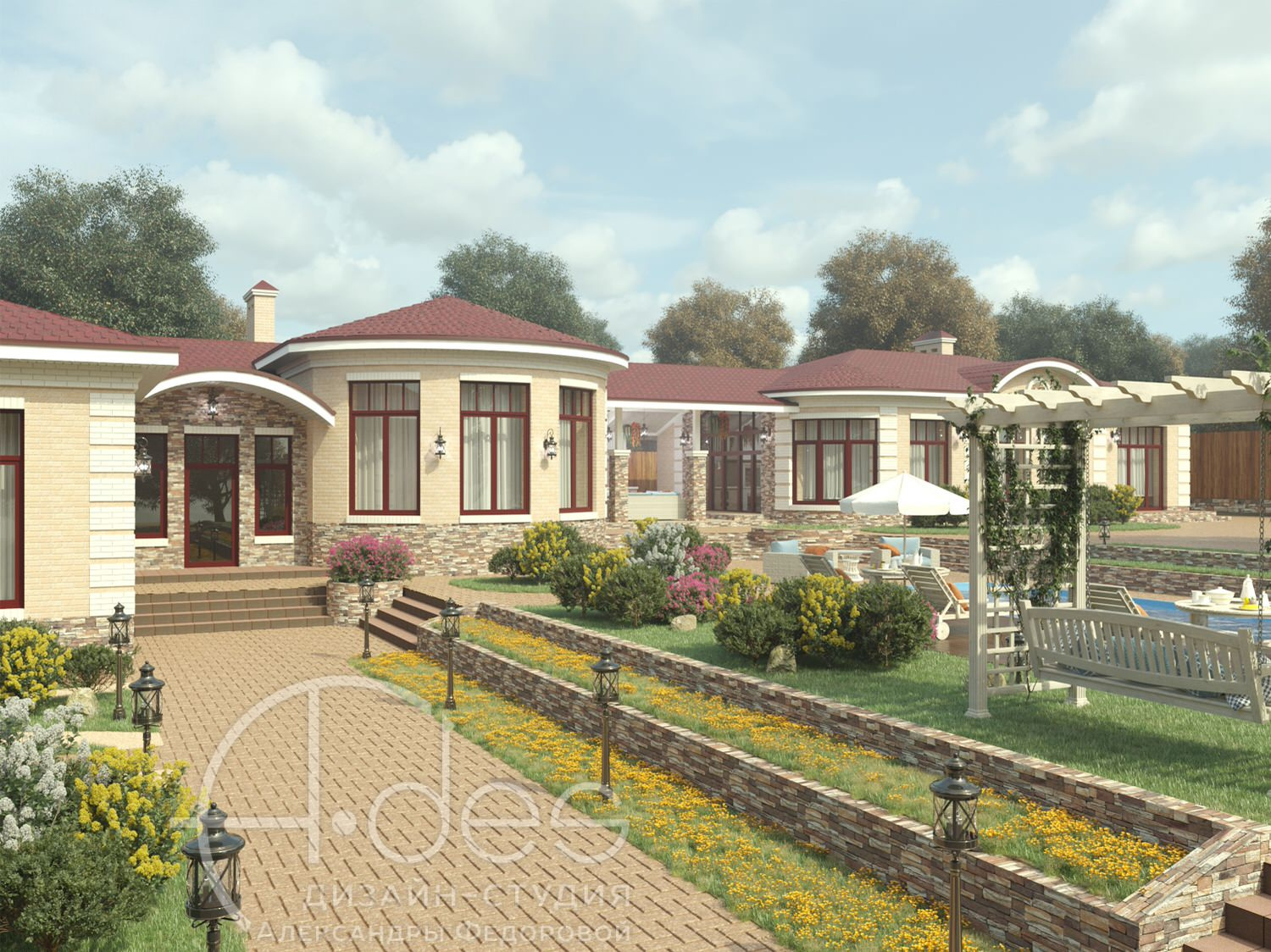 Архитектурный проект гостевого дома с баней