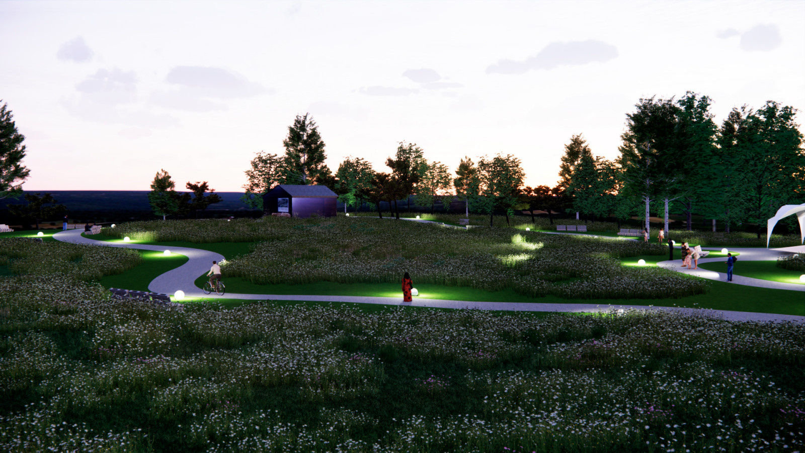 Ландшафтный парк в коттеджном поселке рядом с Тверью