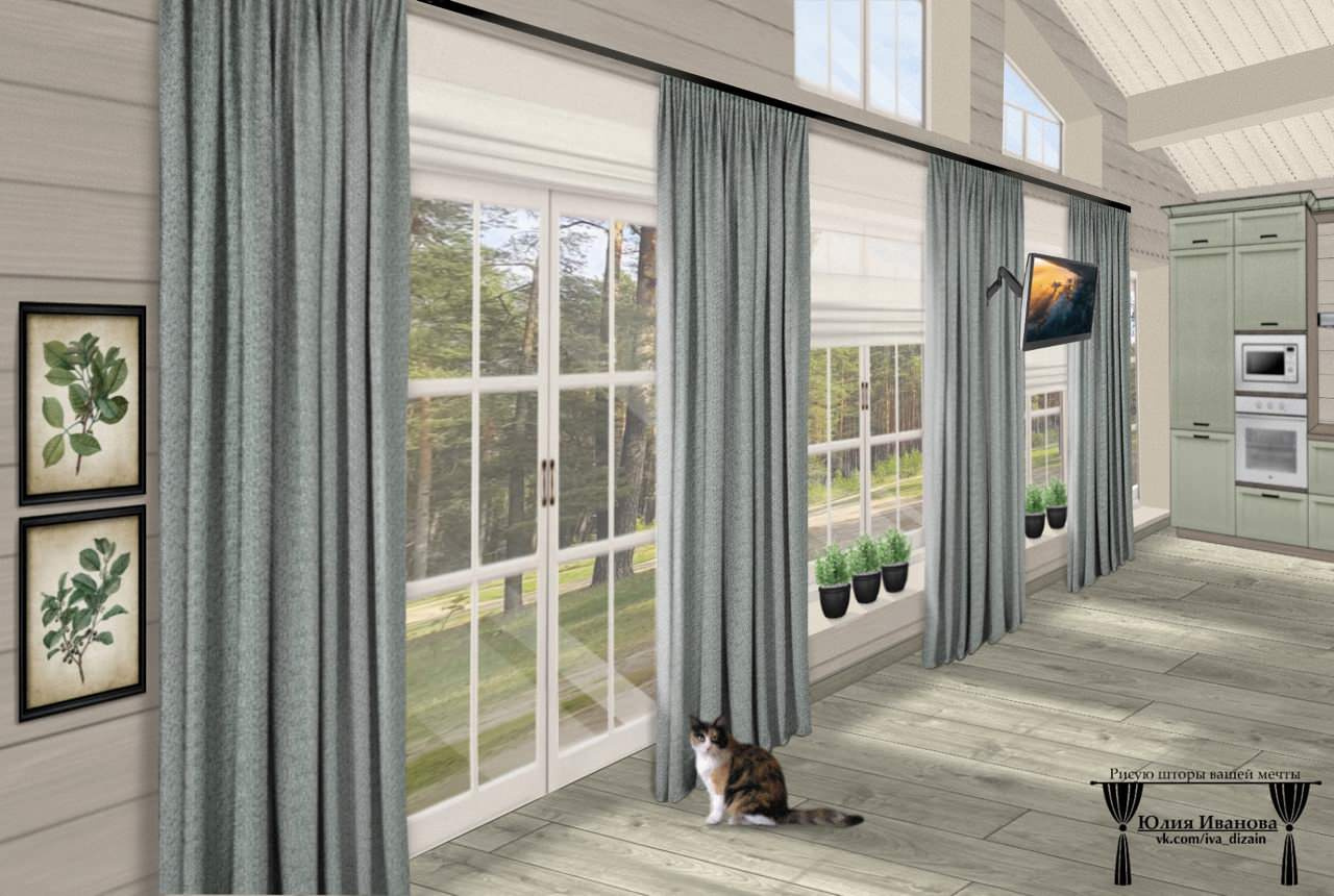 Эскизы штор в Procreate.