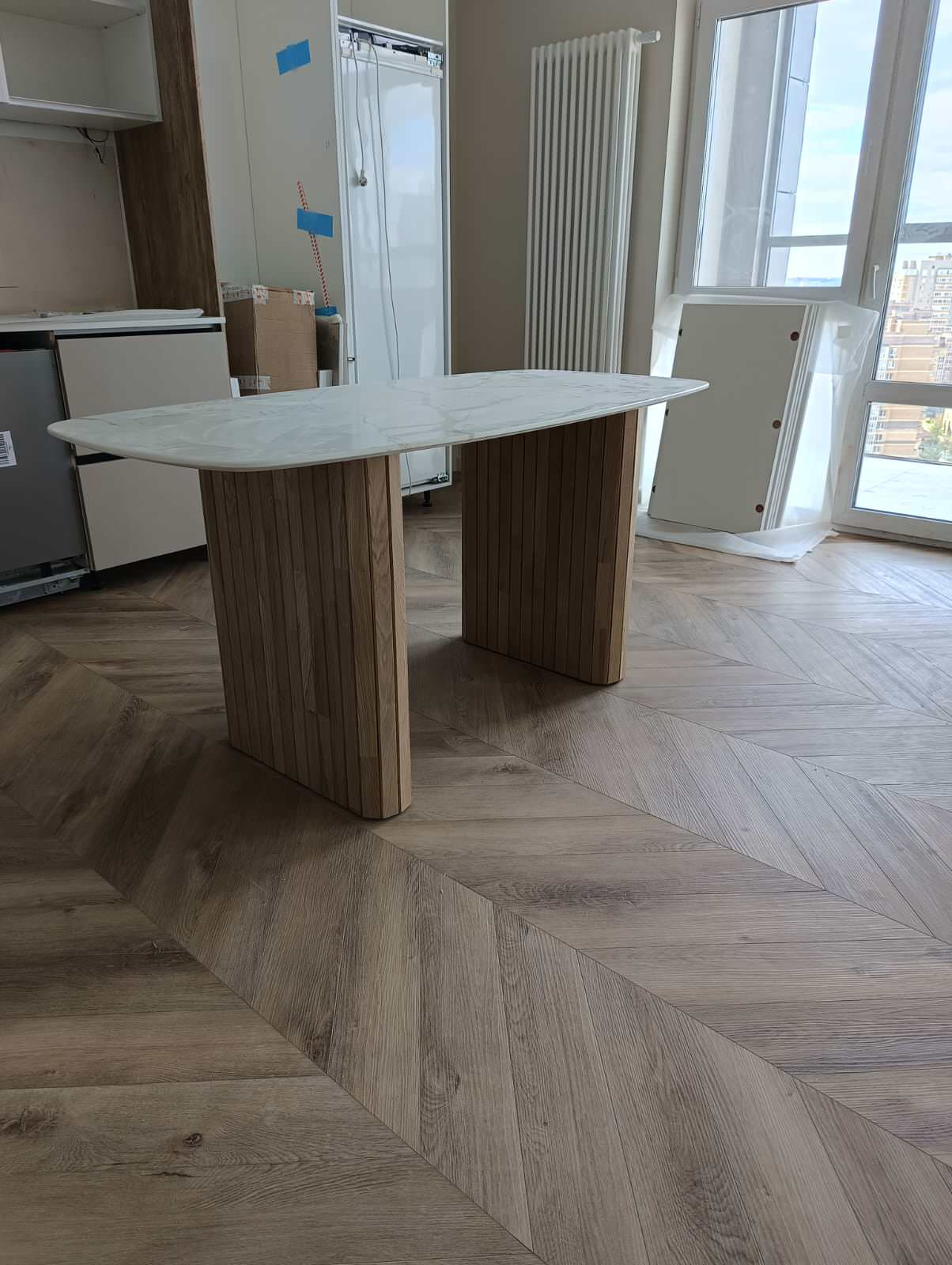 Реечное подстолье из массива