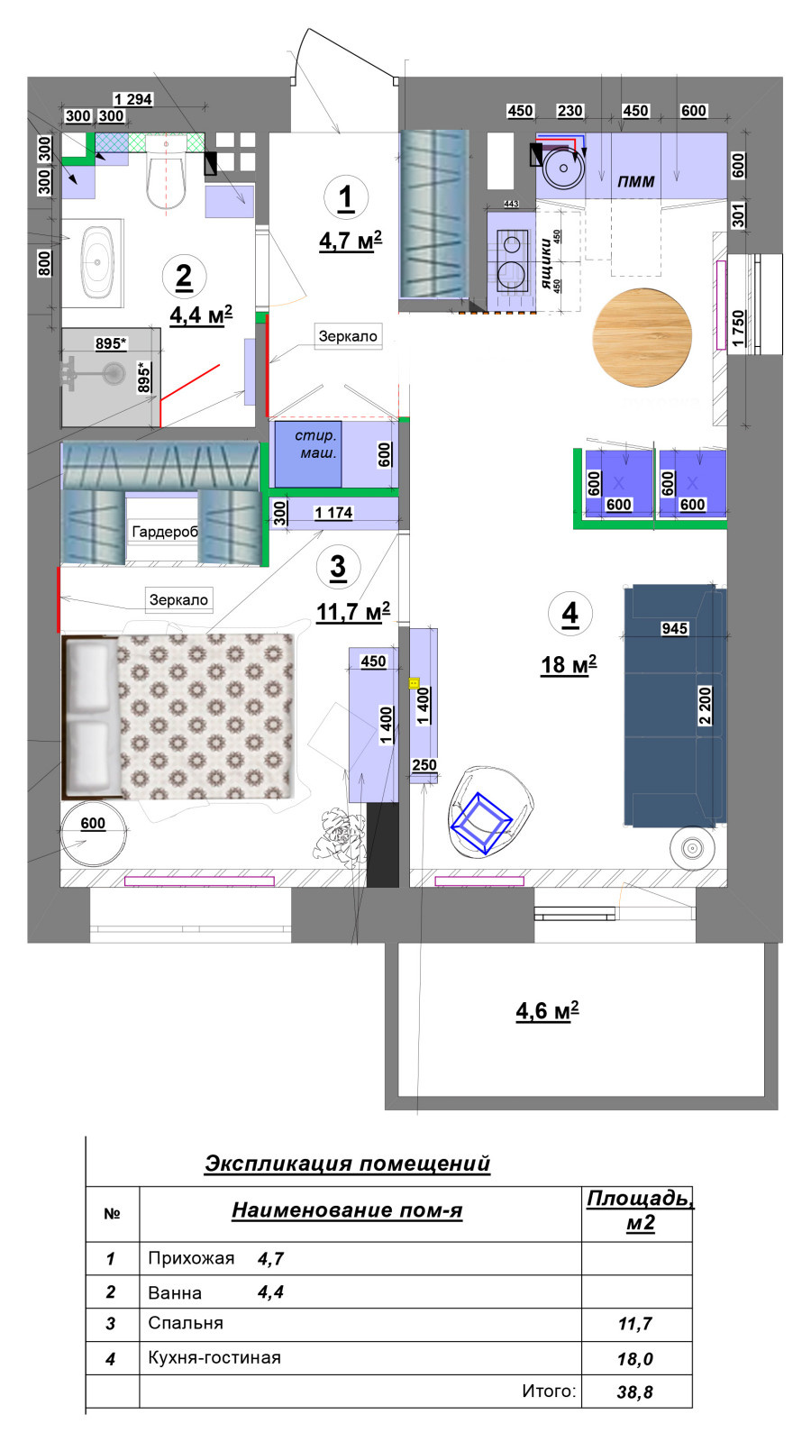 Малые м2 - не помеха комфорта. Смелый и яркий интерьер для молодой семьи