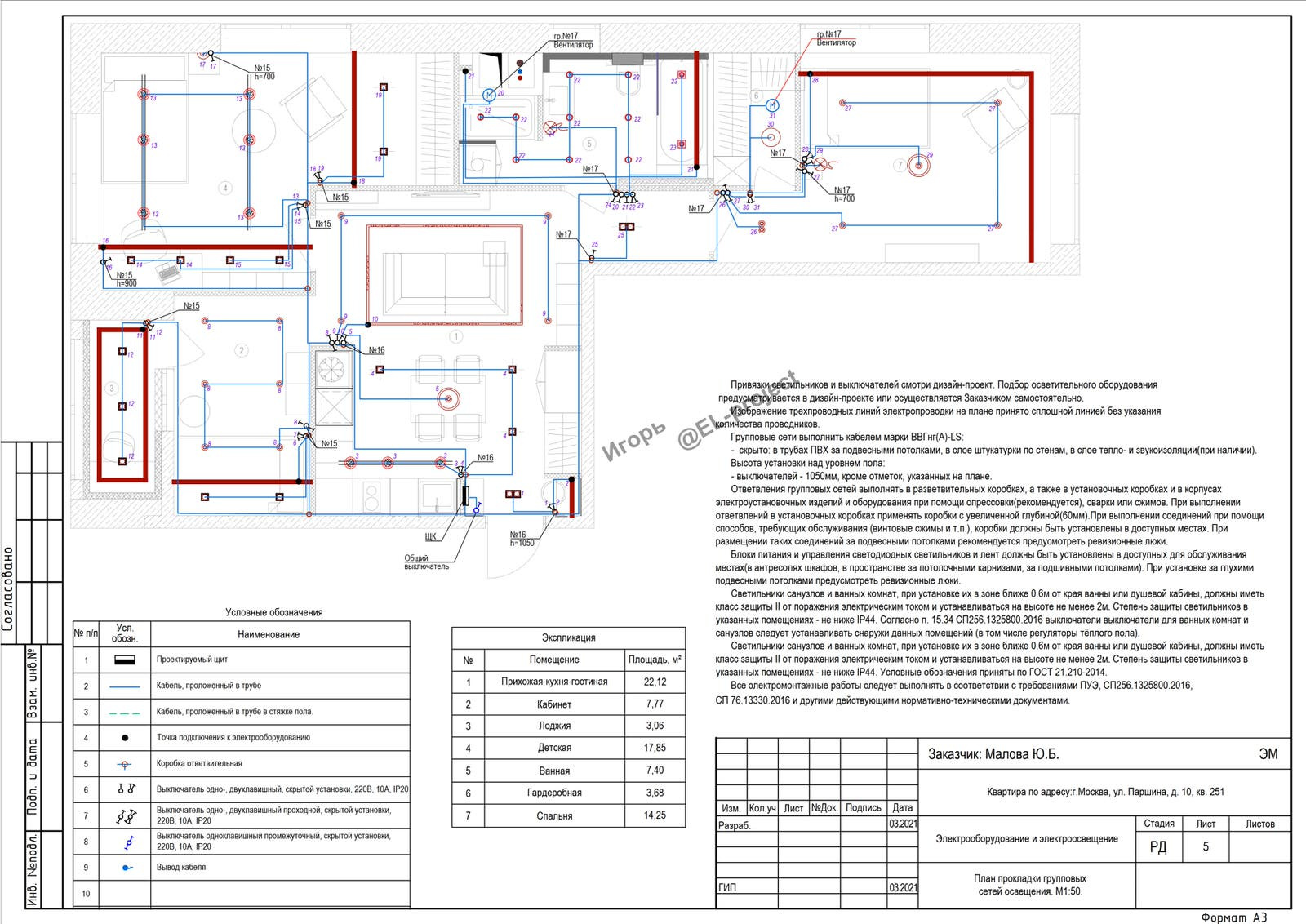 Обложка проекта: Квартира 120кв.м., ЖК Мосфильмовский