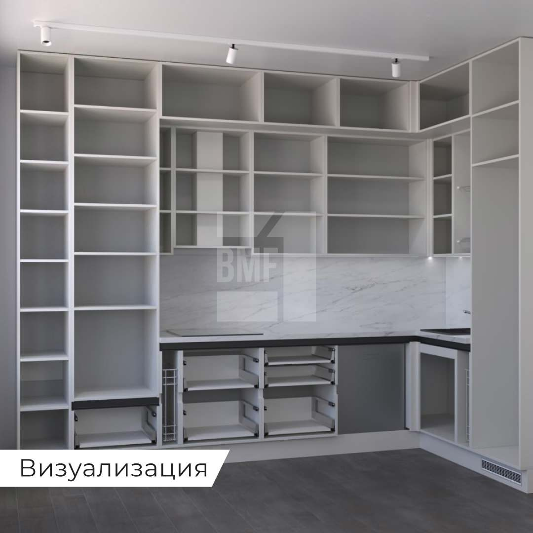 Белая кухня. Визуализация/реализация