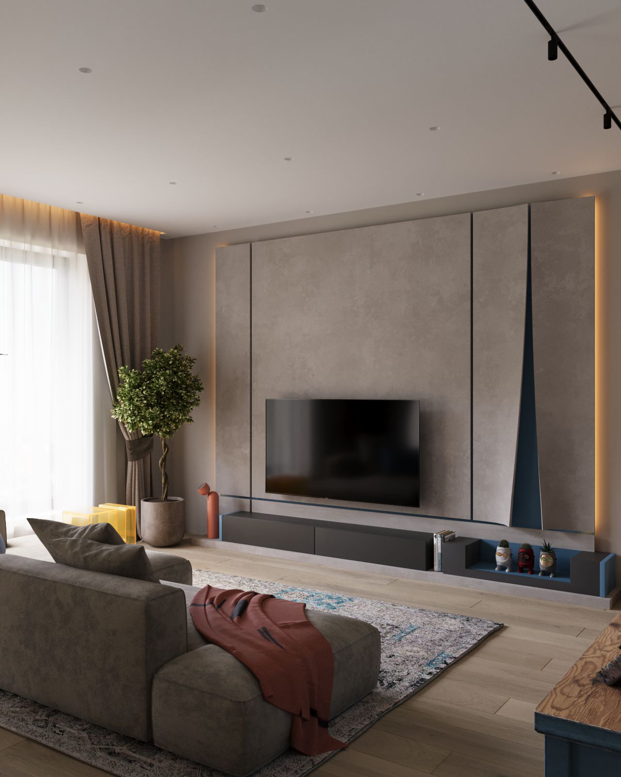 Проект двухкомнатной квартиры с объединенной кухней гостиной