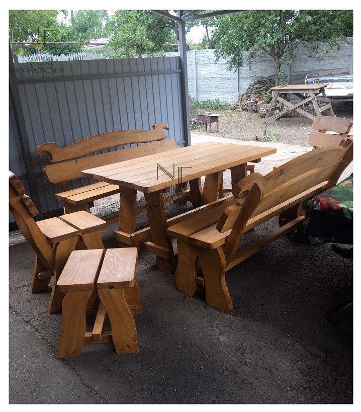 WOODEN OUTDOOR FURNITURE | OUTDOOR TABLE, WOODEN BENCH