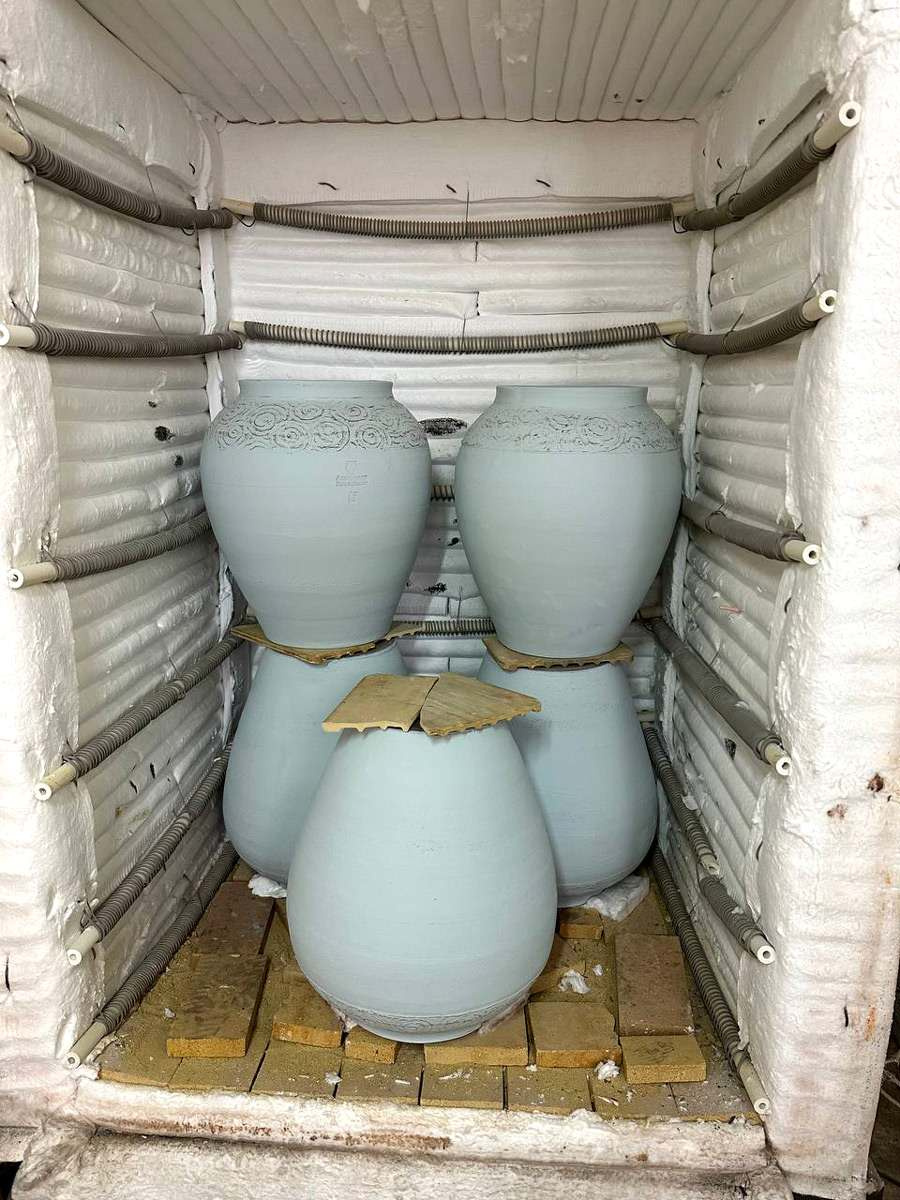 Большие керамические голубые горшки «Океан» для деревьев