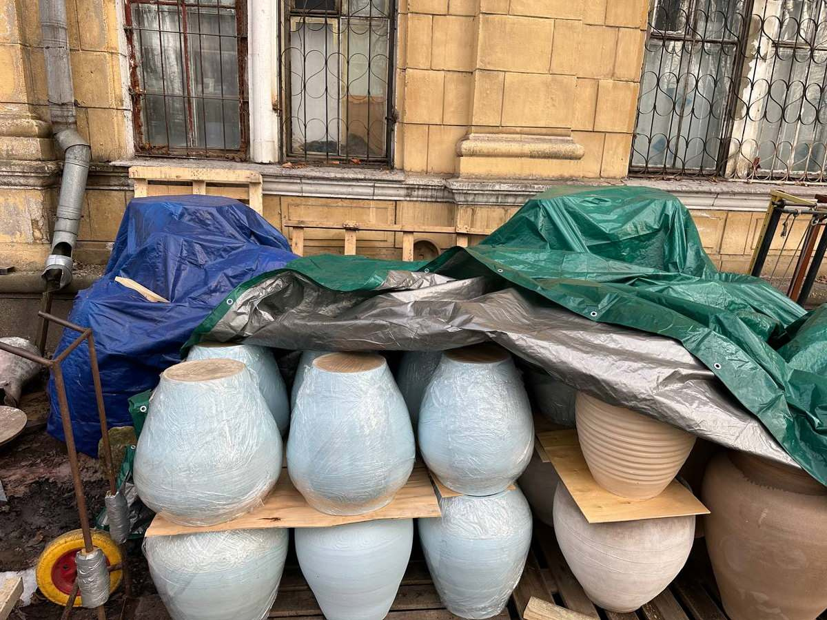 Большие керамические голубые горшки «Океан» для деревьев