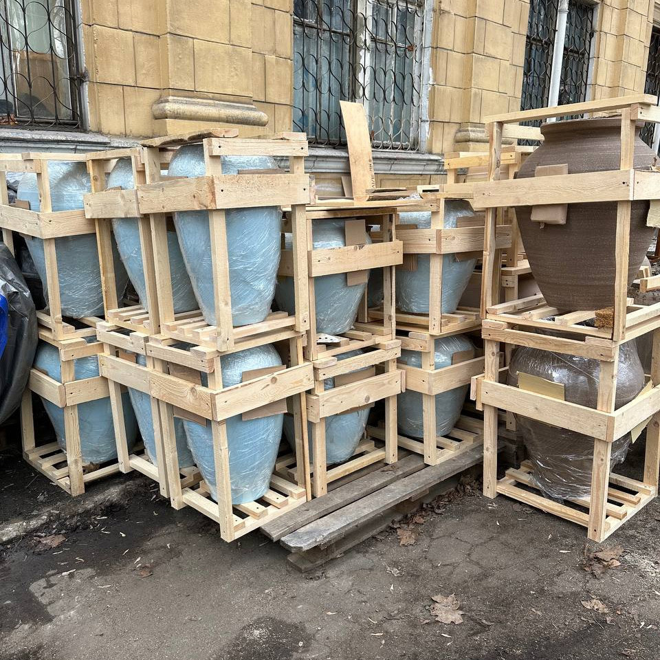 Большие керамические голубые горшки «Океан» для деревьев