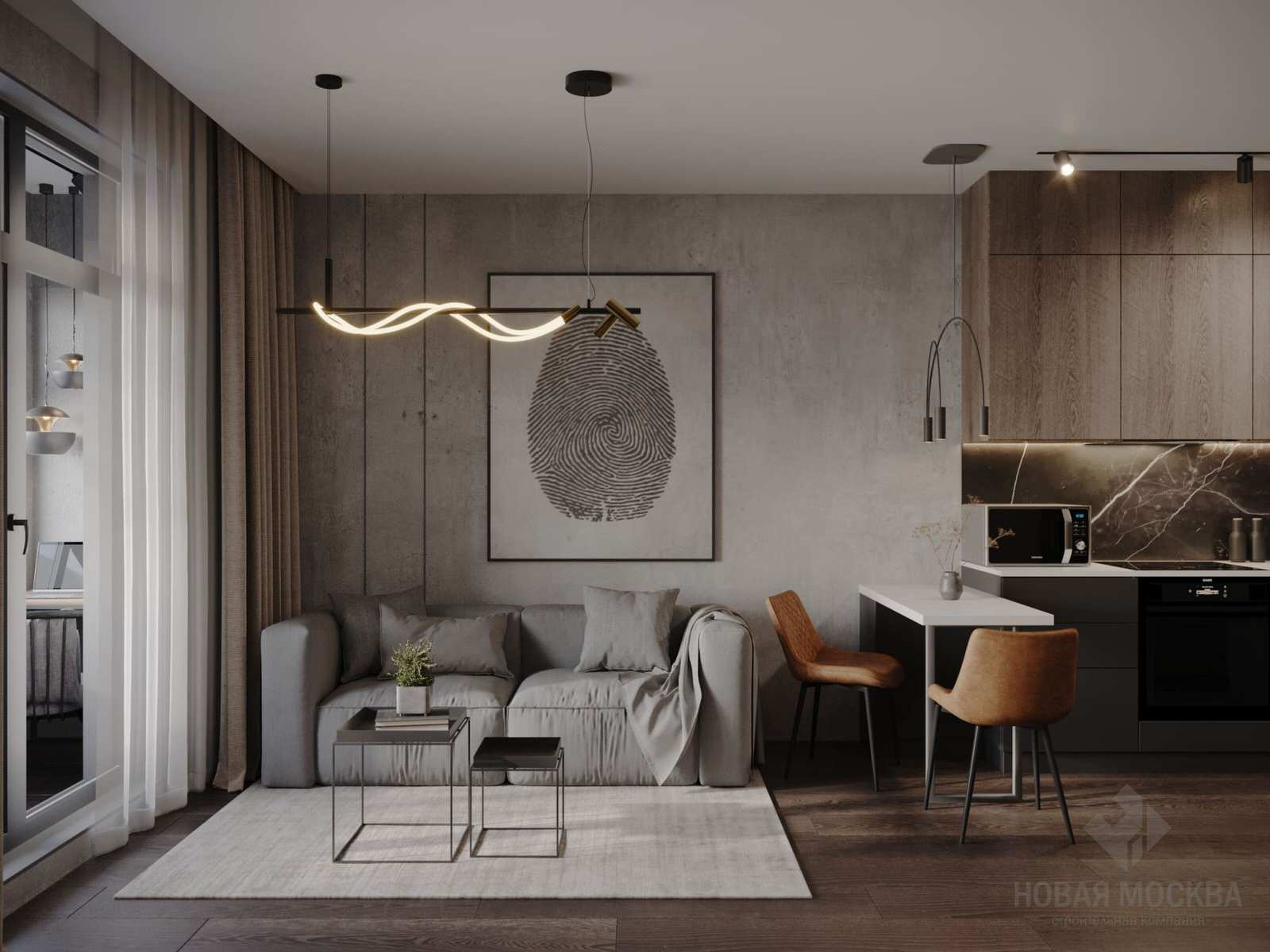 Дизайн-проект однокомнатной квартиры 42 кв.м в ЖК «Скандинавия»