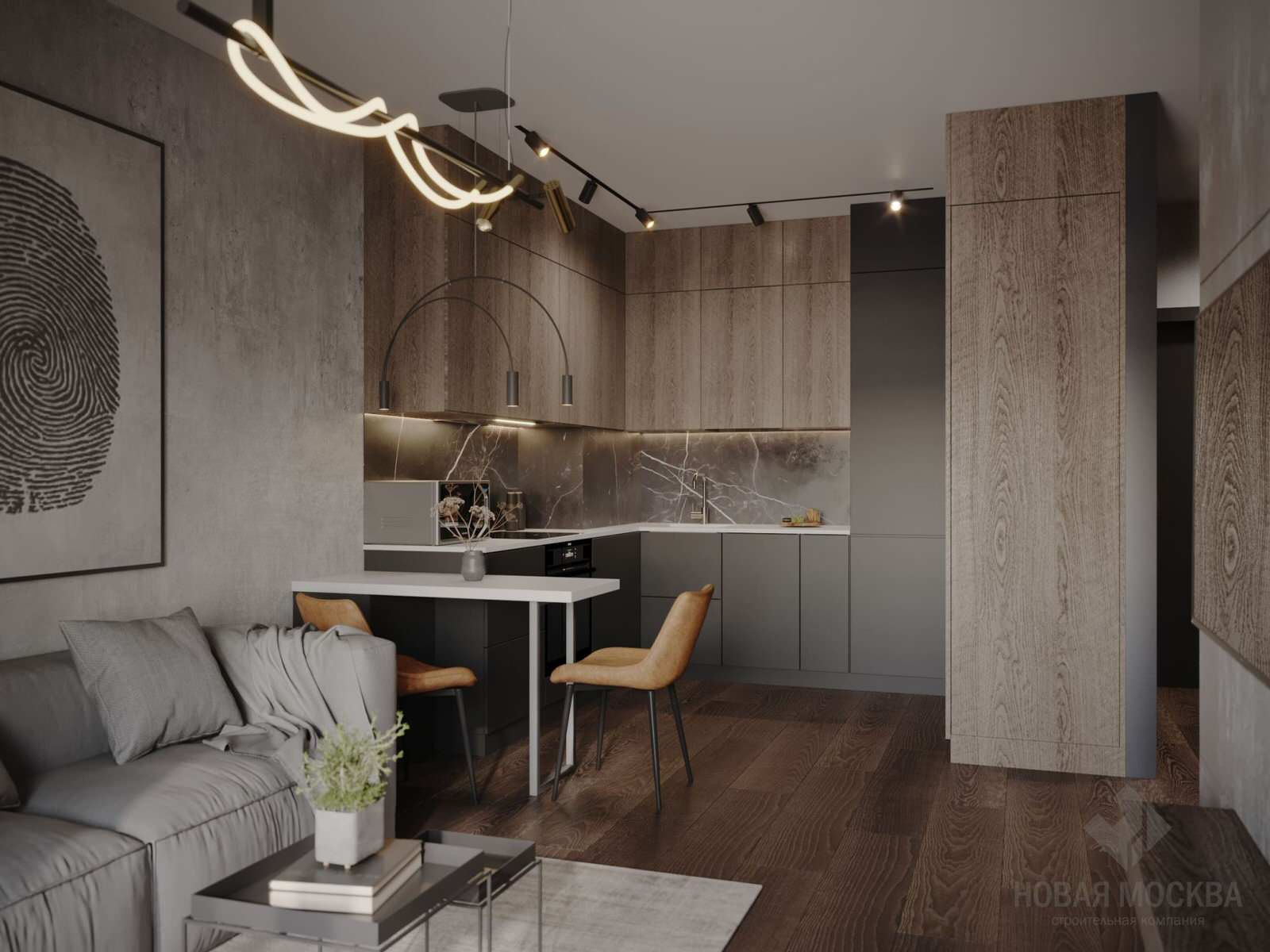 Дизайн-проект однокомнатной квартиры 42 кв.м в ЖК «Скандинавия»