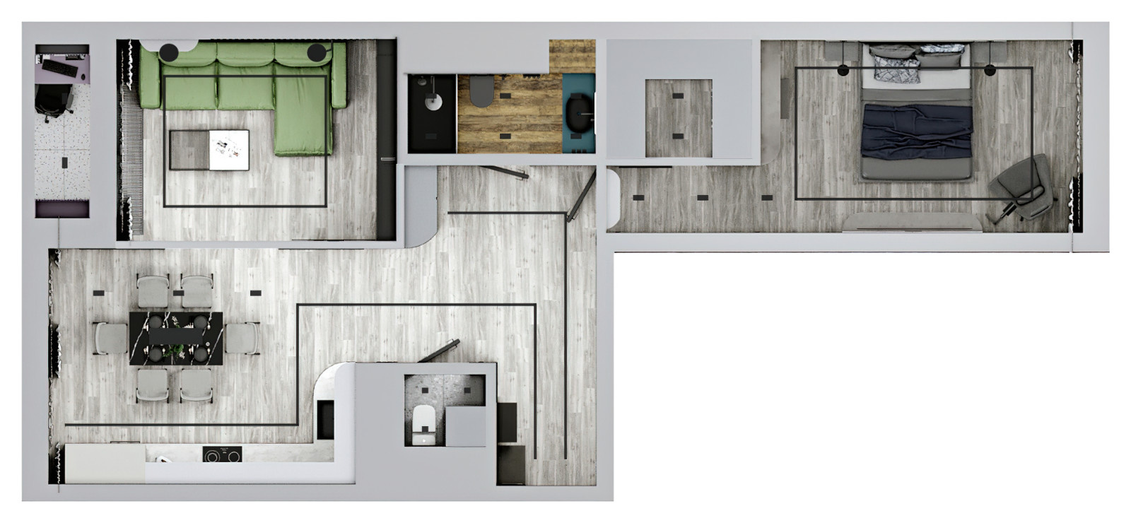 Дизайн Стильной Двухкомнатной Квартиры 74 м2 в жк Время в Москве