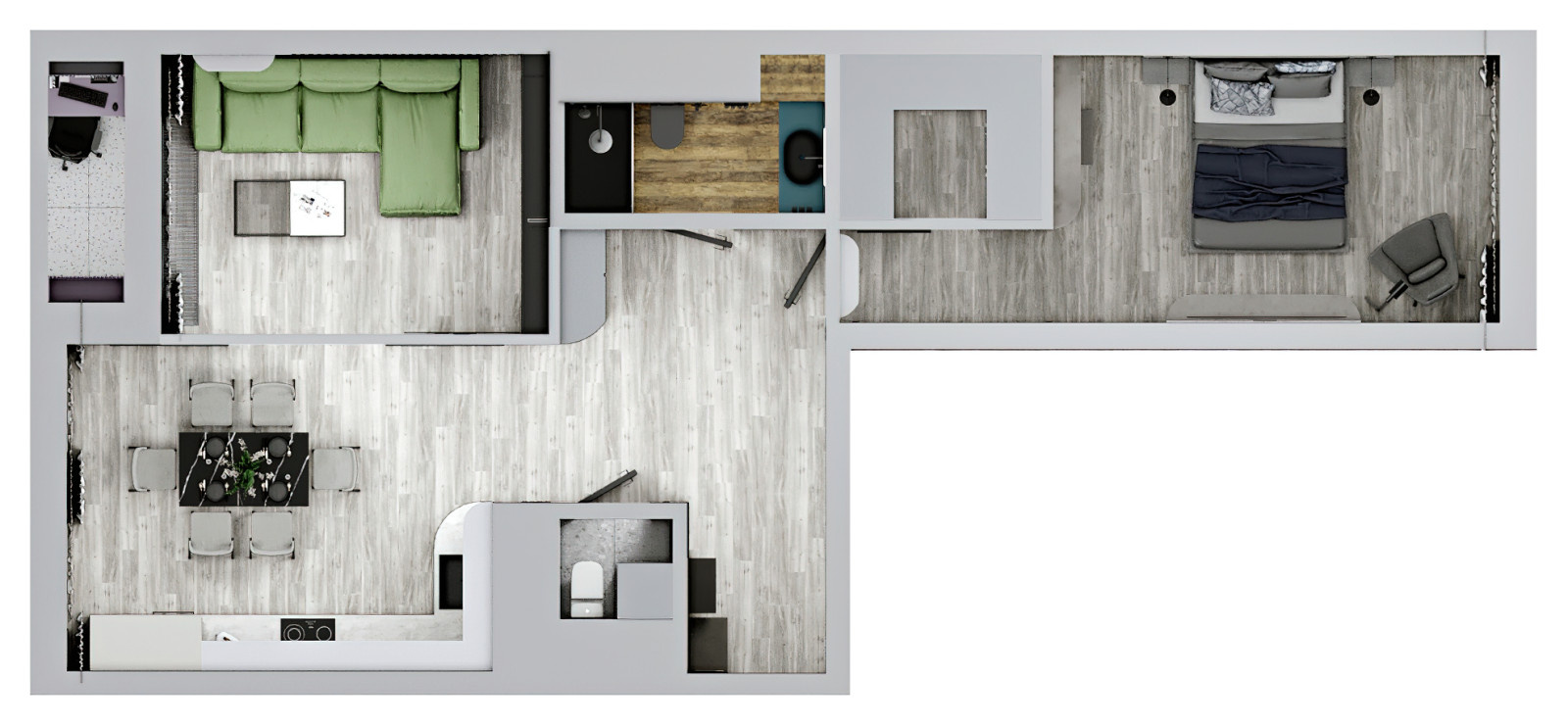 Дизайн Стильной Двухкомнатной Квартиры 74 м2 в жк Время в Москве