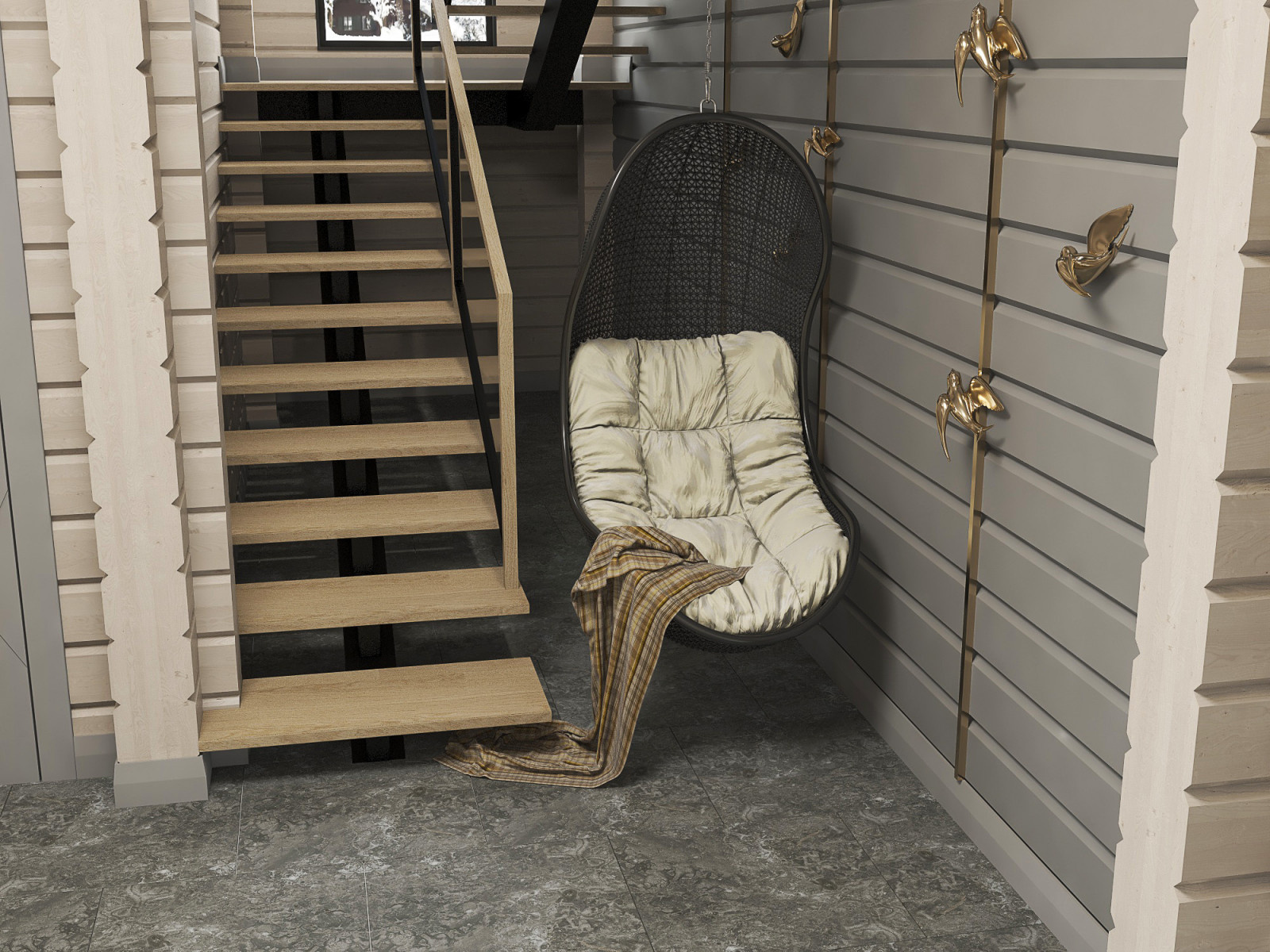 холл с лестницей на 2-й этаж