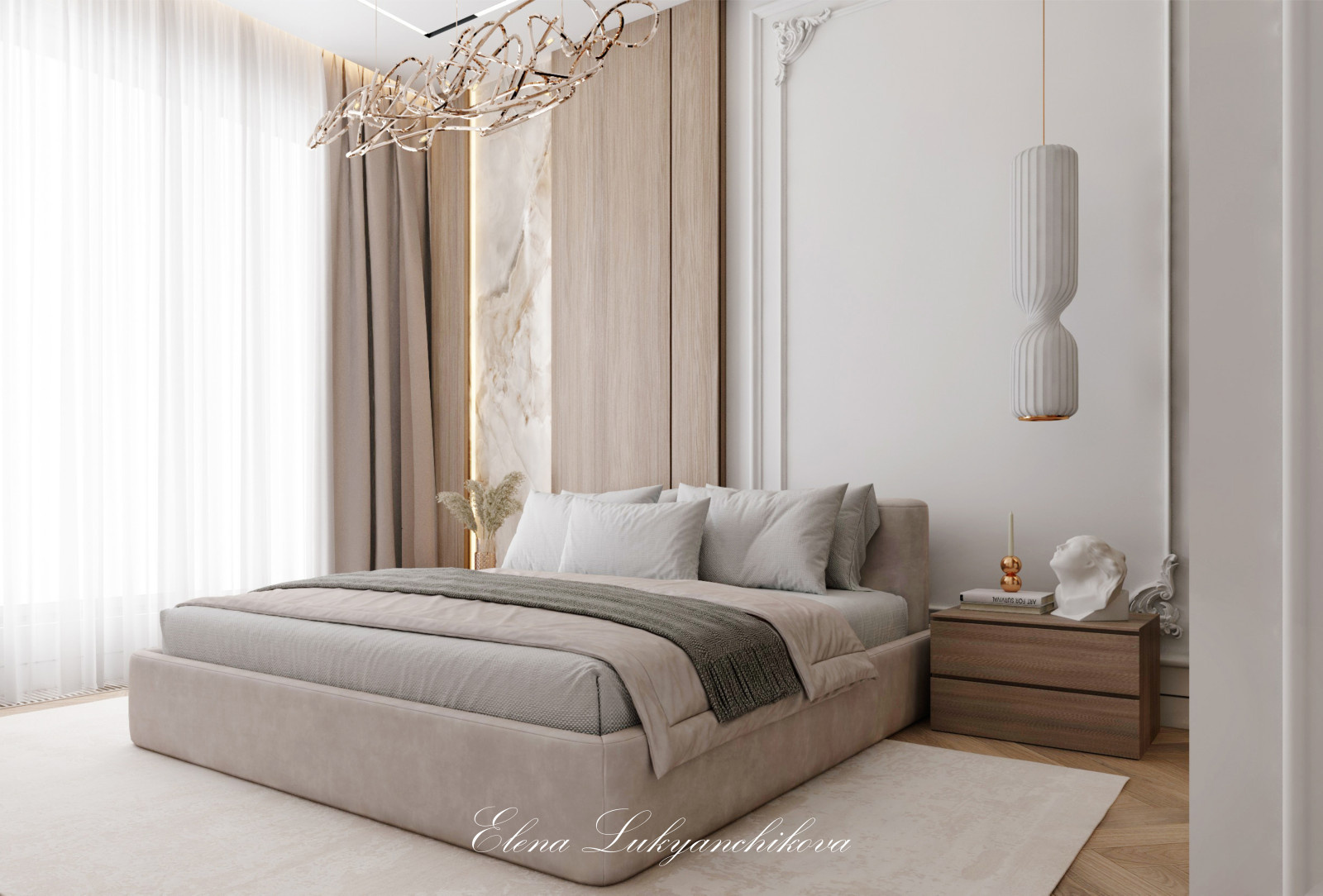 Интерьер спальни ЖК Grand View, Петровский проспект, Санкт-