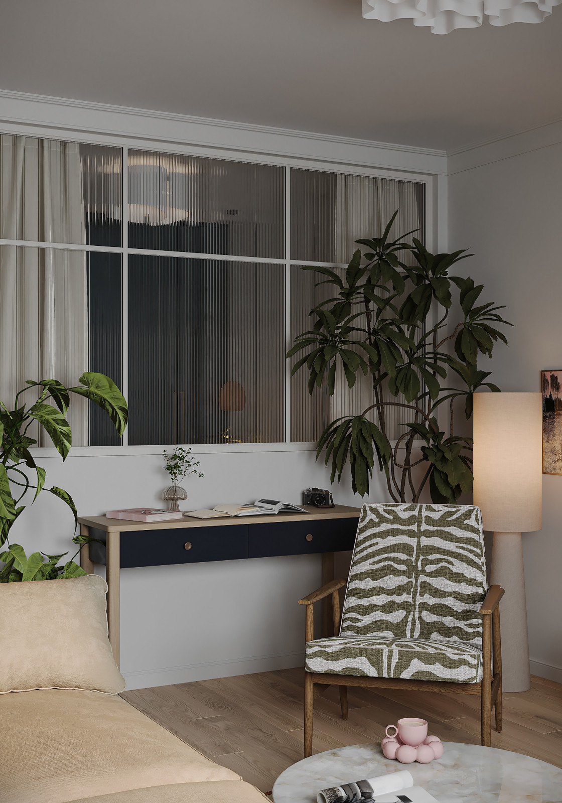 Окно между гостиной и спальней