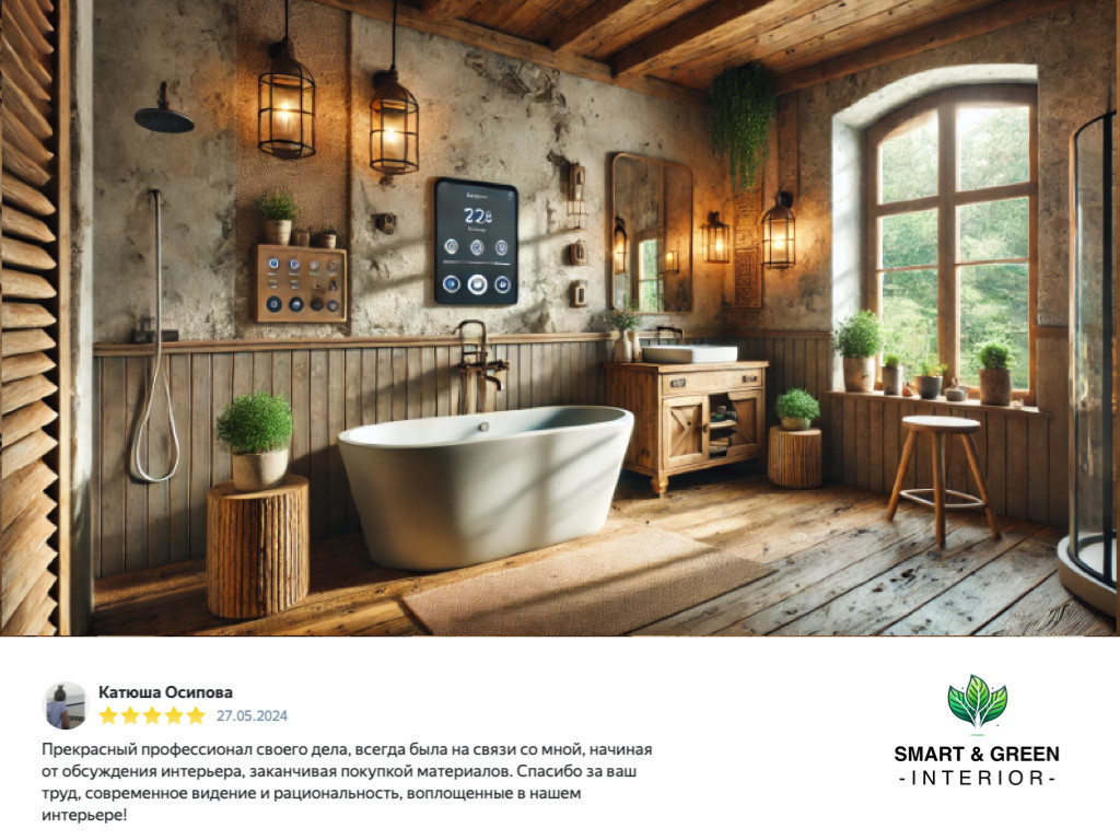 Ванная. Дом в стиле Рустика с умными технологиями