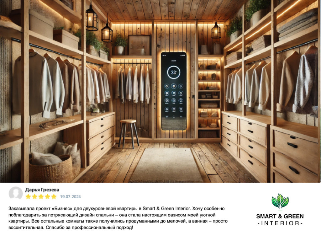 Гардеробная. Дом в стиле Рустика с умными технологиями