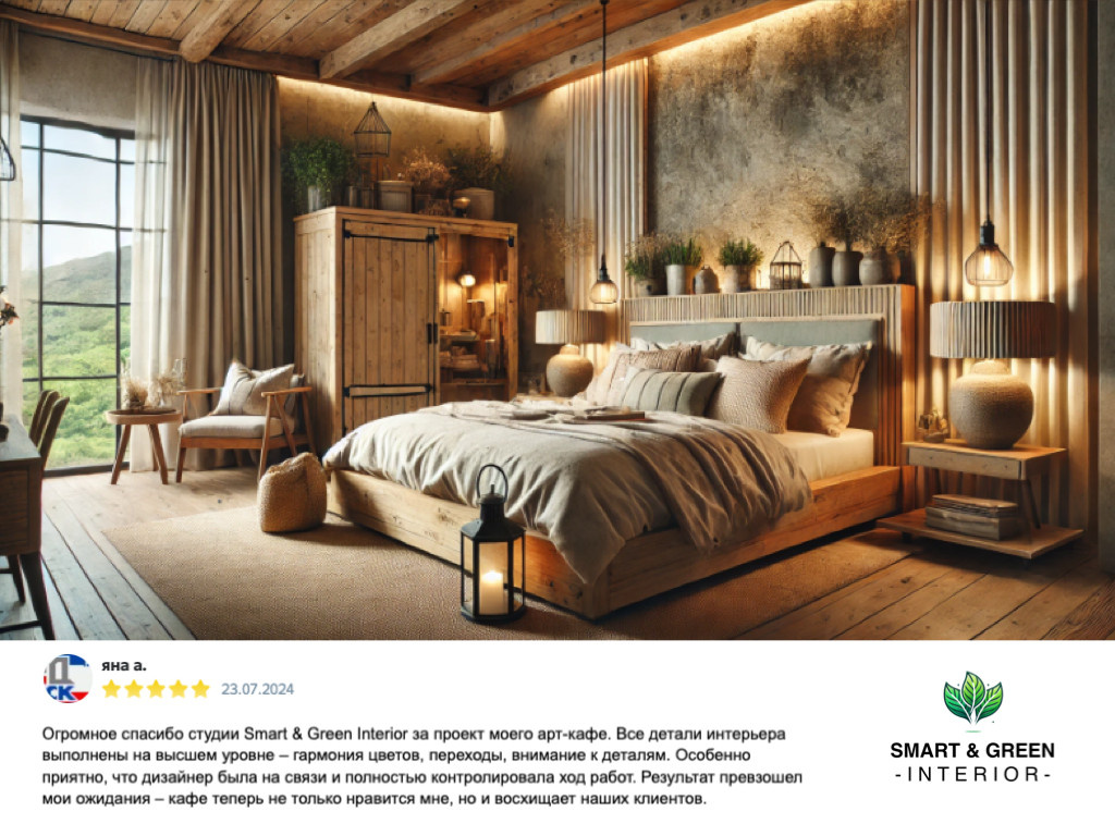 Спальня. Дом в стиле Рустика с умными технологиями