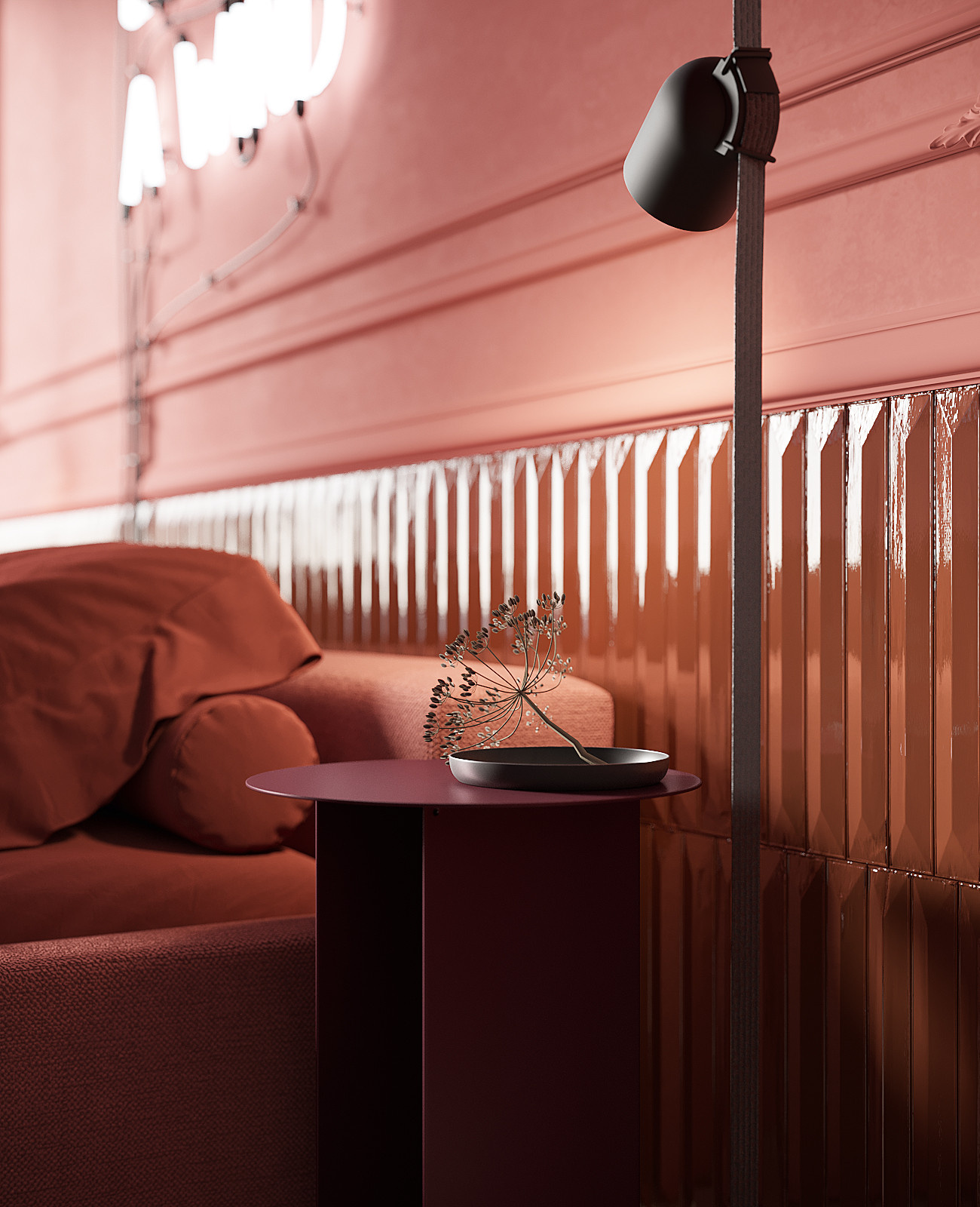 Warm Modern Bedroom with Neon Accents