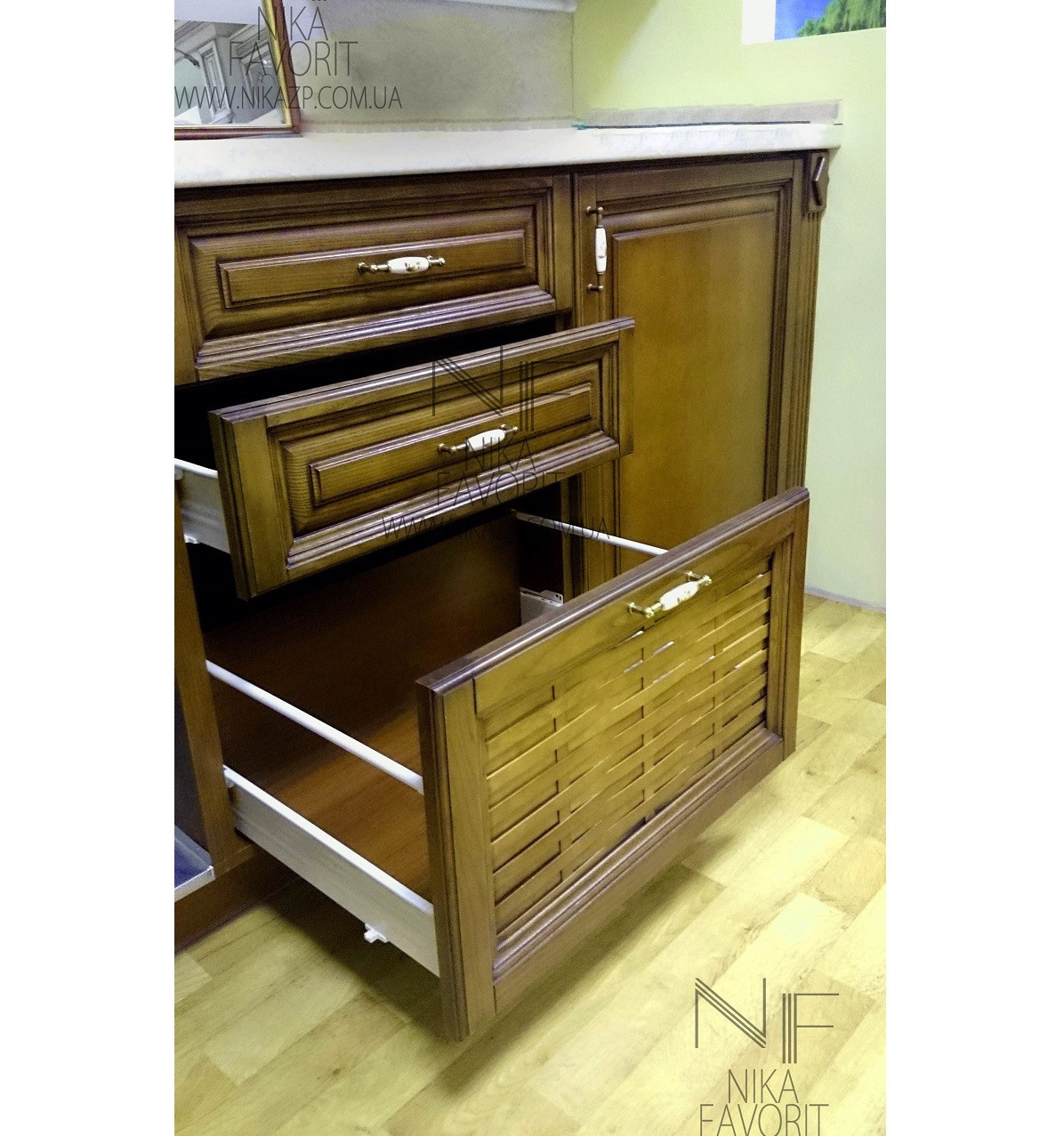 CLASSIC WOODEN KITCHEN (WALNUT COLOR)