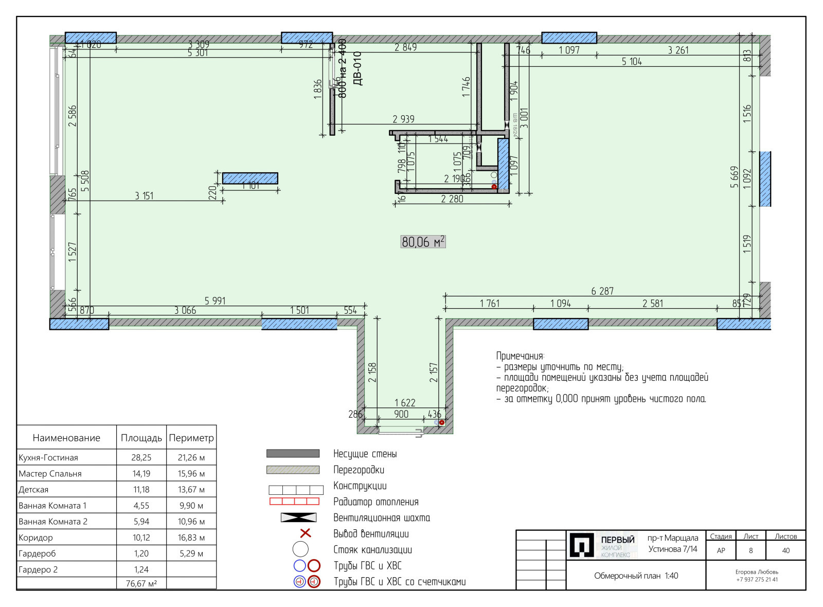 Проект 3х комн. квартиры М.Устинова