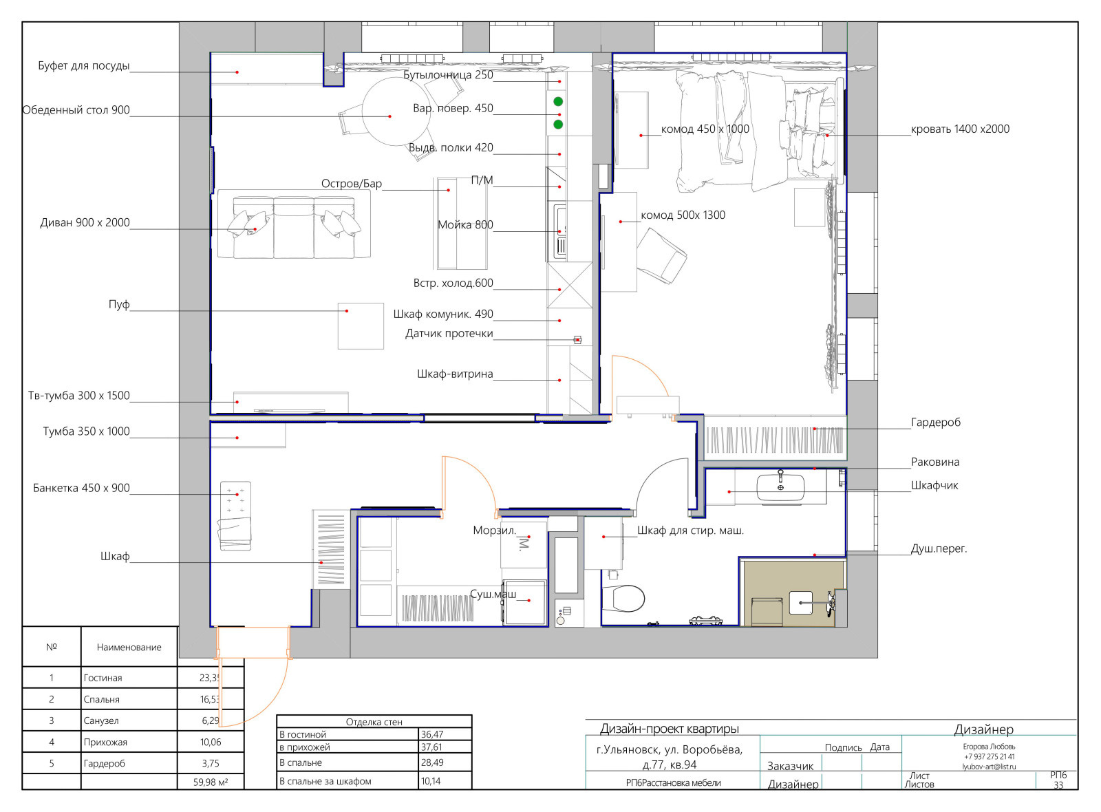 2х комнатная квартира "Воробьевы горы"