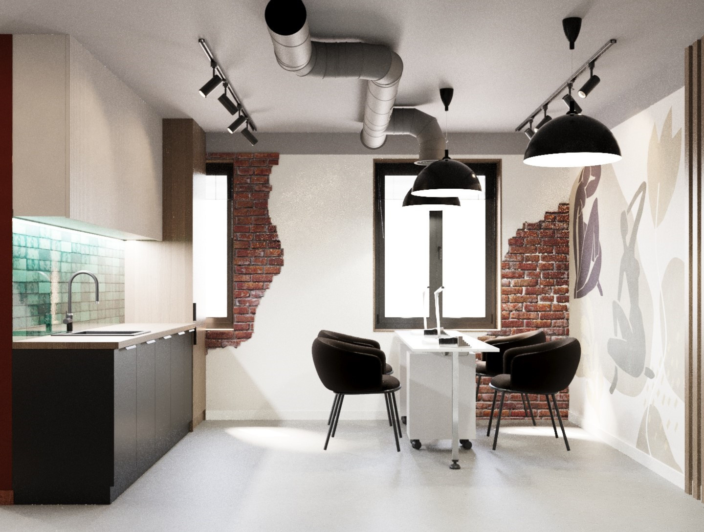 Дизайн проект салона красоты в стиле лофт