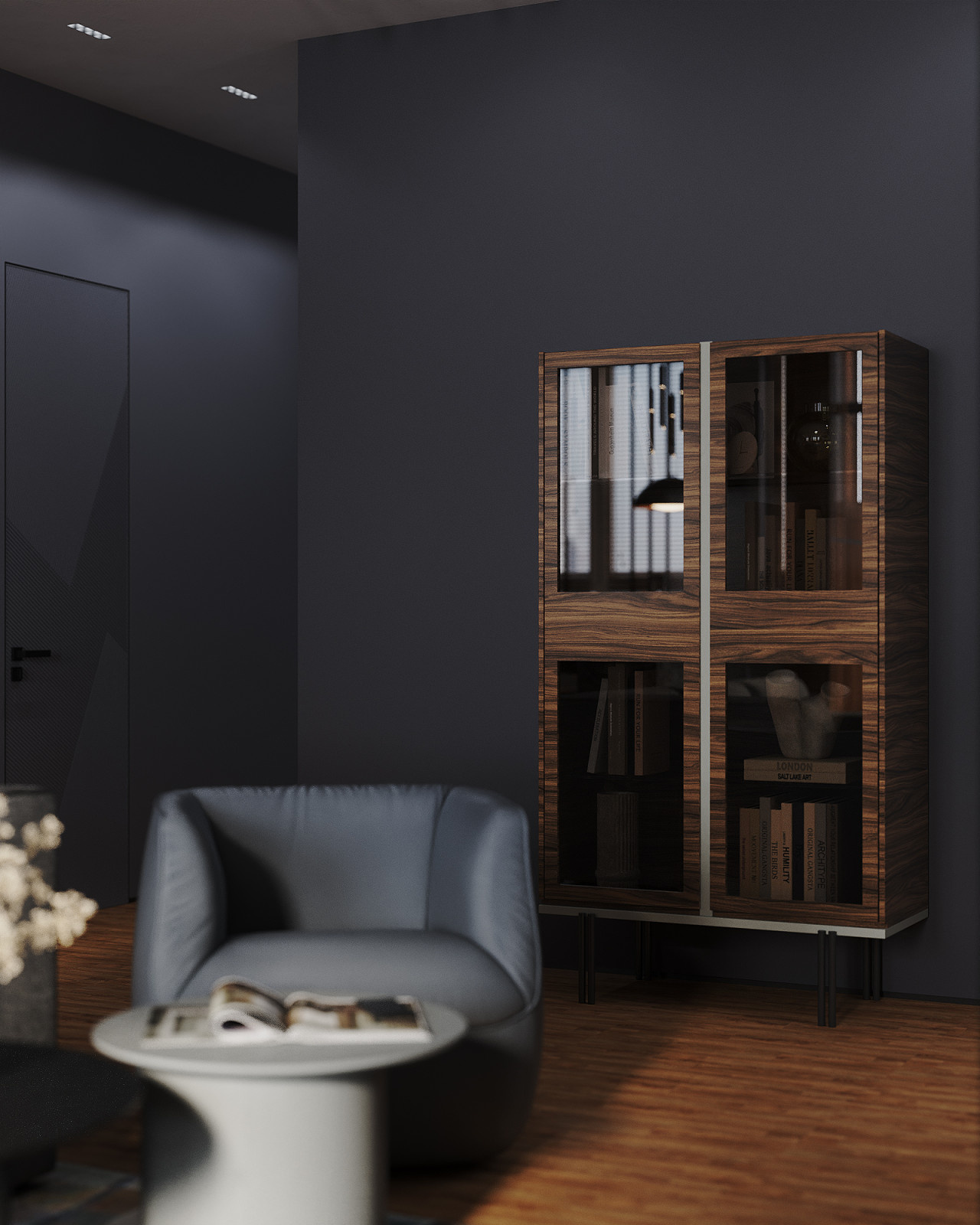 Минималистичная квартира в темных тонах.