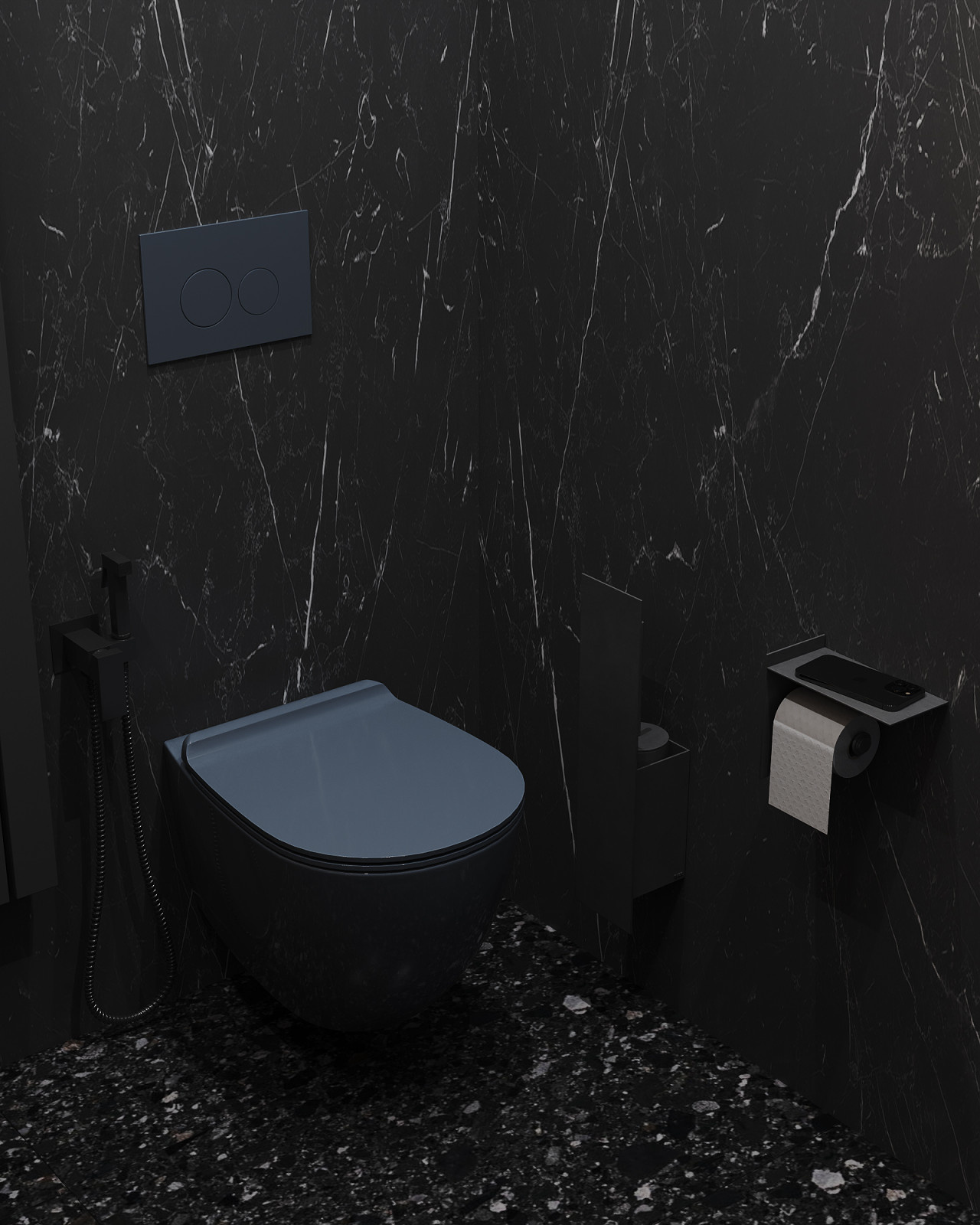 Минималистичная квартира в темных тонах.