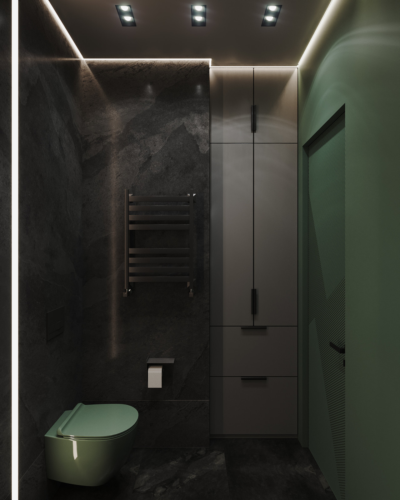 Минималистичная квартира в темных тонах.