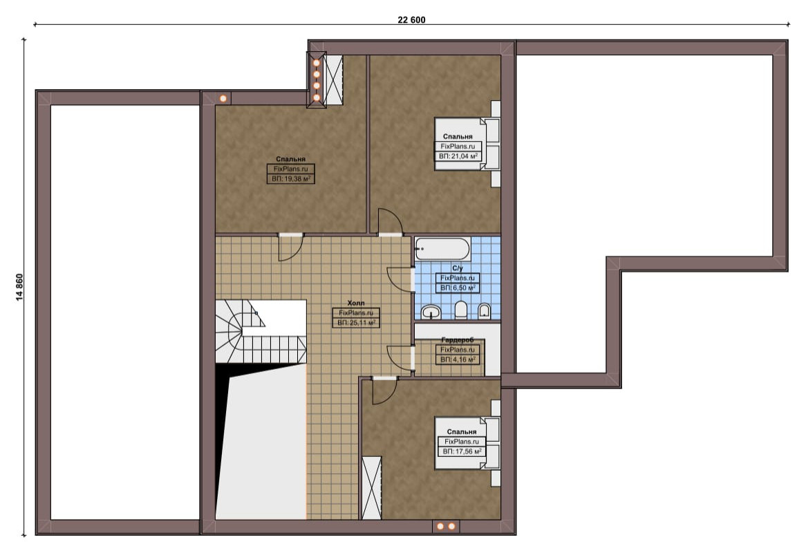 Проект дома с мансардой 15х23 м S308м2 F-18008