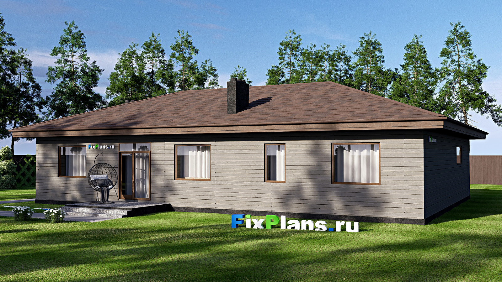 Проект одноэтажного дома 18х15м S183м2 F-17504