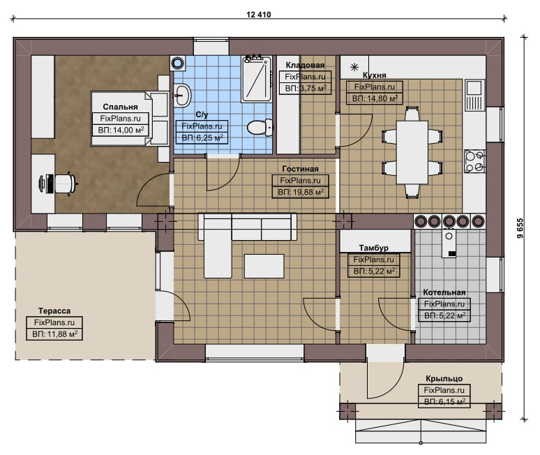 Проект одноэтажного дома 10х12м S81м2 F-17513