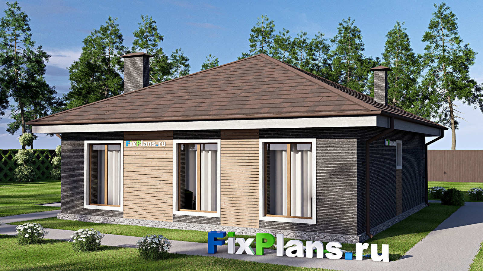 Проект одноэтажного дома 10х10м S76м2 F-17621