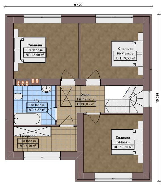 Проект двухэтажного дома 13х12 м S154м2 F-17414