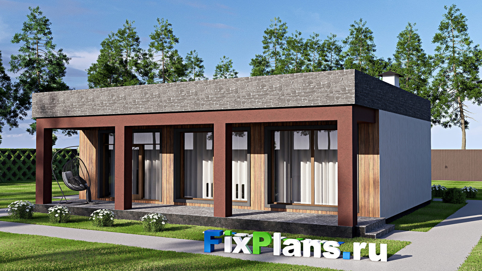 Проект одноэтажного дома 11х12м S104м2 F-17351