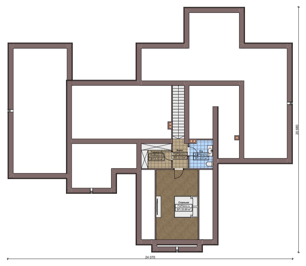 Проект дома с мансардой 21х24 м S297м2 F-17144