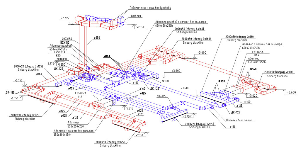 Проект вентиляции и кондиционирования таунхауса 350 м.кв.