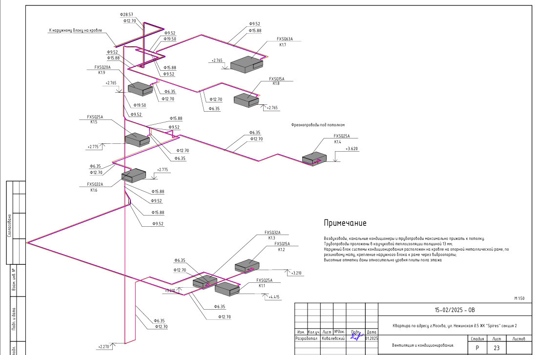 Проект вентиляции и кондиционирования таунхауса 350 м.кв.