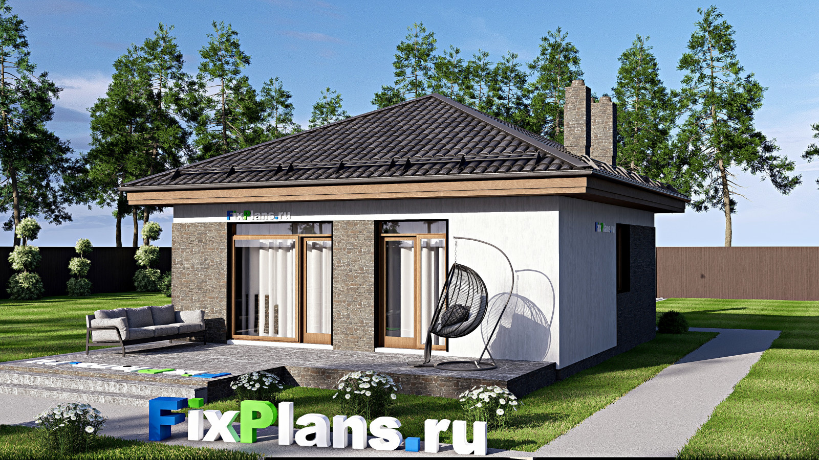 Проект одноэтажного дома 8х14м S83м2 F-16442